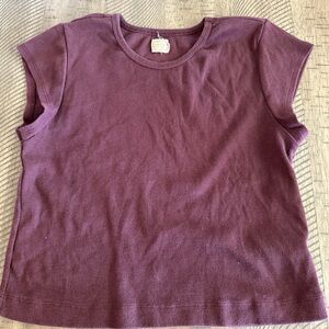 Free People Ribbed Cap-Sleeve Baby Tee Small